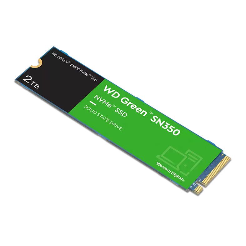 SSD WD Green SN350, 2TB, M.2 2280, PCIe NVMe, Leitura 3200 MB/s, Gravacao 3000 MB/s, WDS200T3G0C