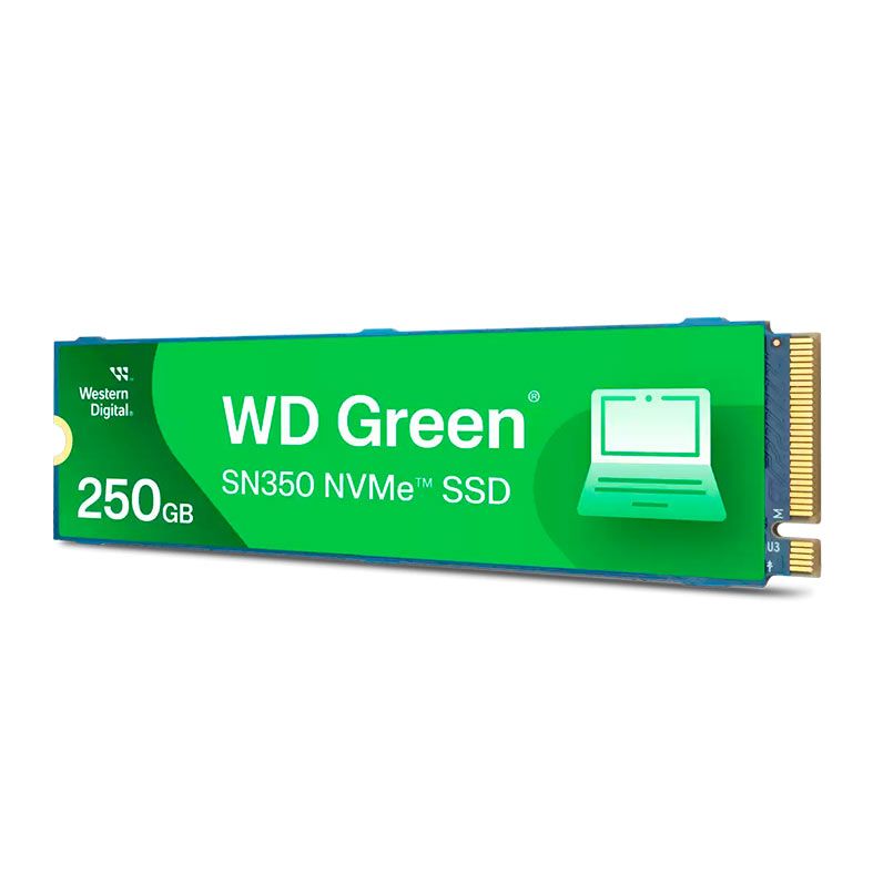 SSD WD Green SN350, 250GB, M.2 2280, PCIe NVMe, Leitura 2400 MB/s, Gravacao 1500 MB/s, WDS250G2G0C