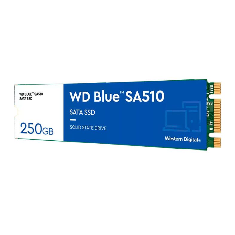 SSD WD Blue SA510, 250GB, M.2 2280, SATA III, Leitura 555 MB/s, Gravacao 440MB/s, WDS250G3B0B