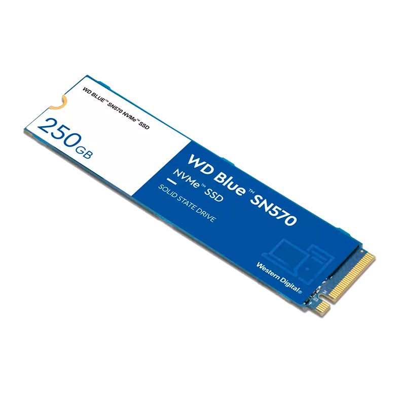 SSD WD Blue SN570, 250GB, M.2 2280, PCIe NVMe, Leitura 3300 MB/s, Gravacao 1200 MB/s, WDS250G3B0C