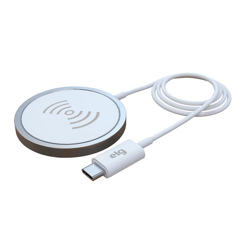 Carregador Wireless ELG Safemag, 15W, Branco, WQ2WH