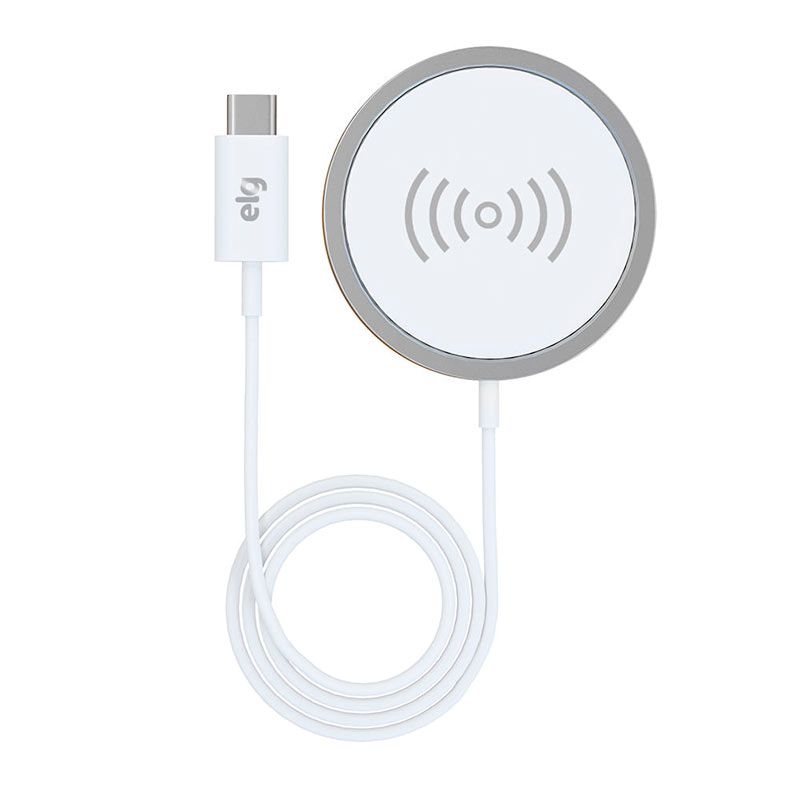 Carregador Wireless ELG Safemag, 15W, Branco, WQ2WH
