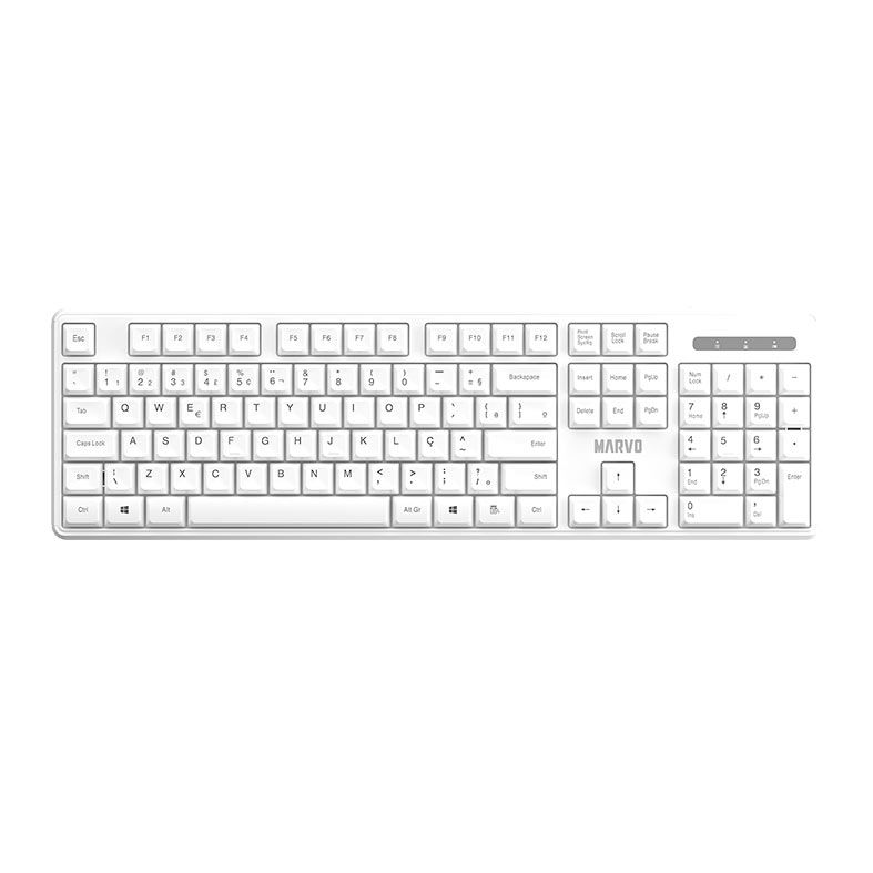 Kit Teclado e Mouse Marvo WS005, ABNT2, 1600PI, Wireless, Branco, WS005-WH-PT