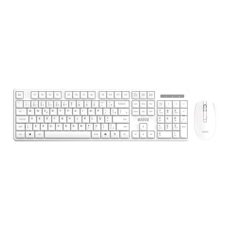 Kit Teclado e Mouse Marvo WS005, ABNT2, 1600PI, Wireless, Branco, WS005-WH-PT