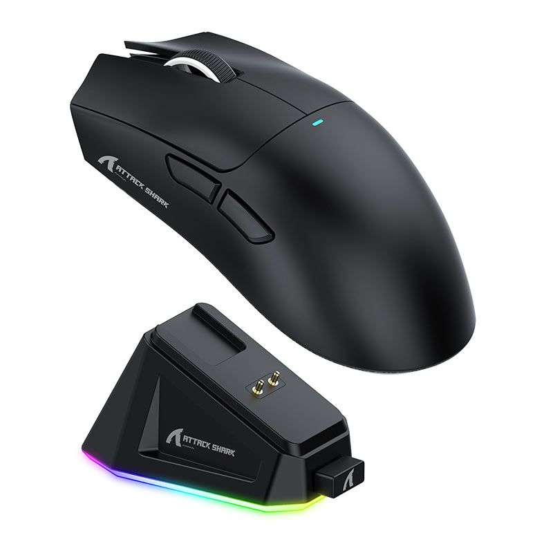 Mouse Gamer Attack Shark X11, RGB, 22000DPI, 5 Botoes, Tri-Mode, Preto, X11-BK