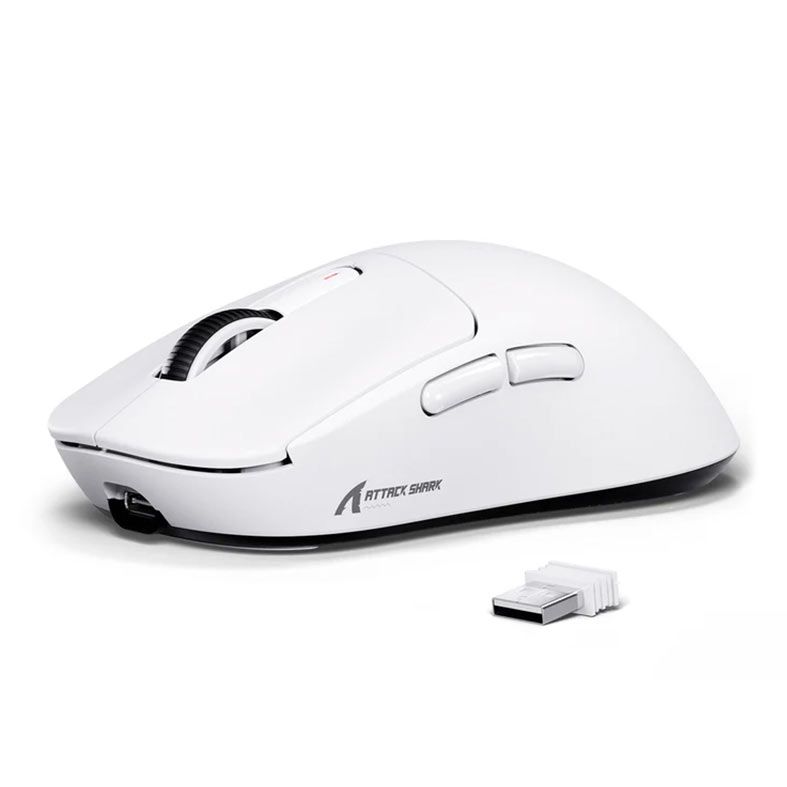 Mouse Gamer Attack Shark X3 PAW3395, 26000DPI,5 Botoes, Wireless, Branco, X3-WHITE