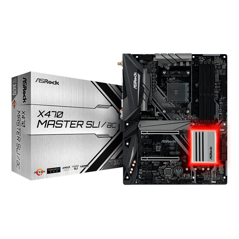 Placa Mae ASRock X470 MASTER SLI/AC, Wifi, DDR4, Socket AM4, ATX, Chipset AMD X470, X470-MASTER-SLI-AC