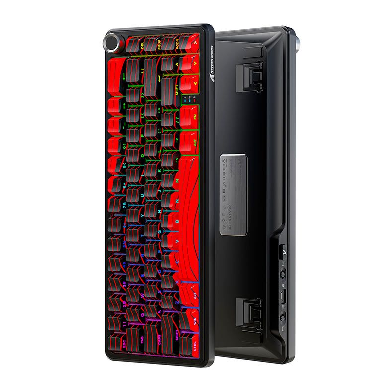 Teclado Mecanico Attack Shark X65Pro HE, RGB, 8K, Switch Magnetico Linear, Wireless, Vermelho e Preto, X65-PRO-HE-RED
