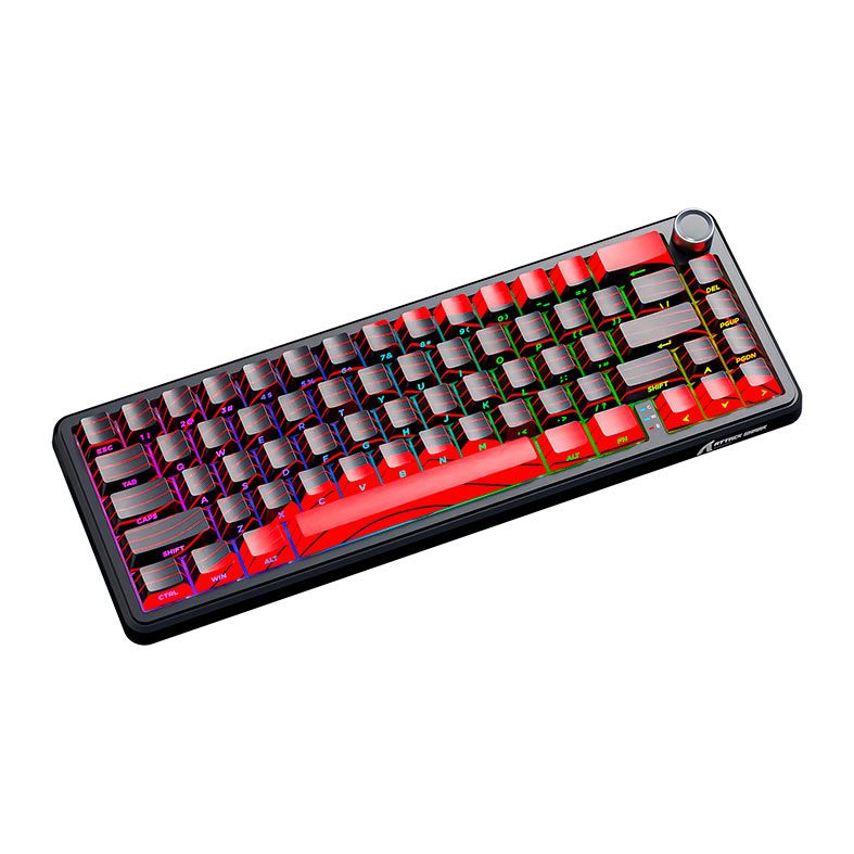 Teclado Mecanico Attack Shark X65Pro HE, RGB, 8K, Switch Magnetico Linear, Wireless, Vermelho e Preto, X65-PRO-HE-RED