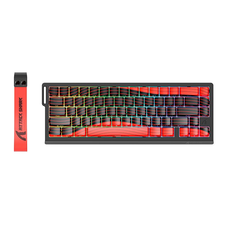 Teclado Magnetico Attack Shark X68PRO HE, RGB, Switch Magnetico Linear, Tri-Mode, Vermelho e Preto, X68-HE-PRO-RED
