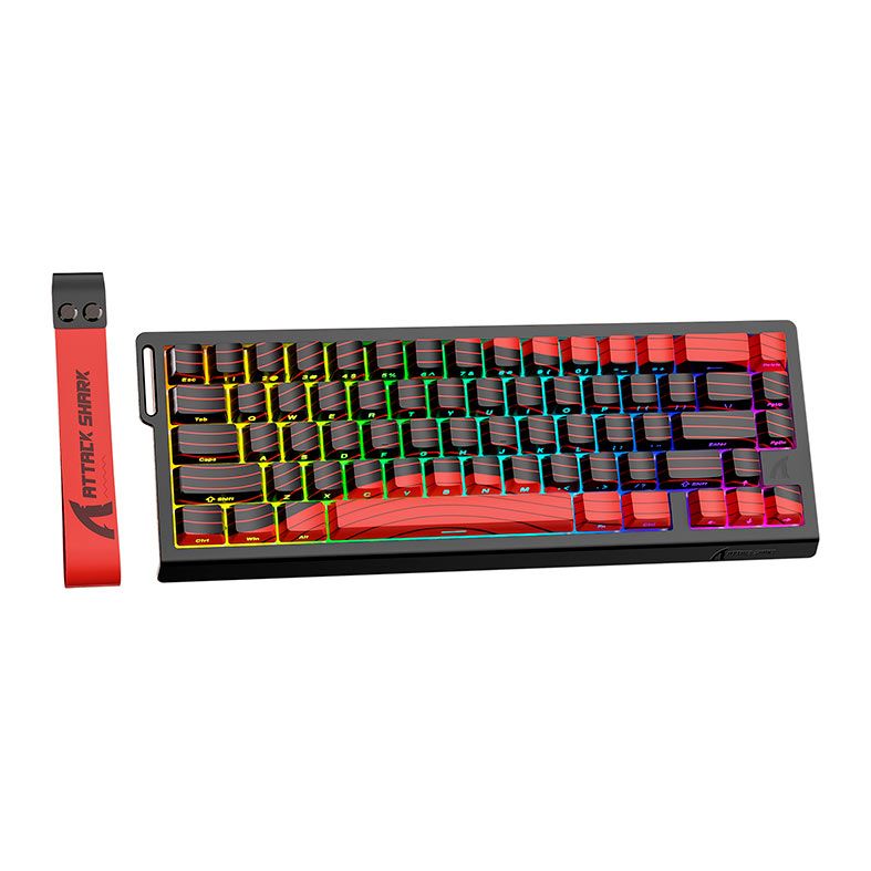 Teclado Magnetico Attack Shark X68PRO HE, RGB, Switch Magnetico Linear, Tri-Mode, Vermelho e Preto, X68-HE-PRO-RED