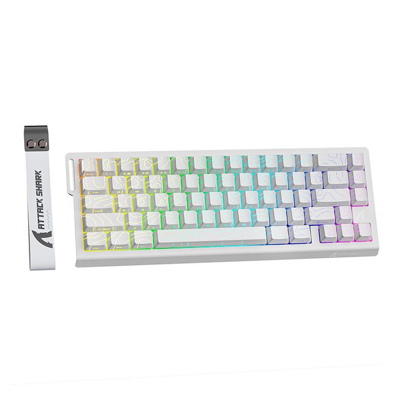 Teclado Magnetico Attack Shark X68PRO HE, RGB, Switch Magnetico Linear, Tri-Mode, White Contours, X68-HE-PRO-WHITE-CONTOURS