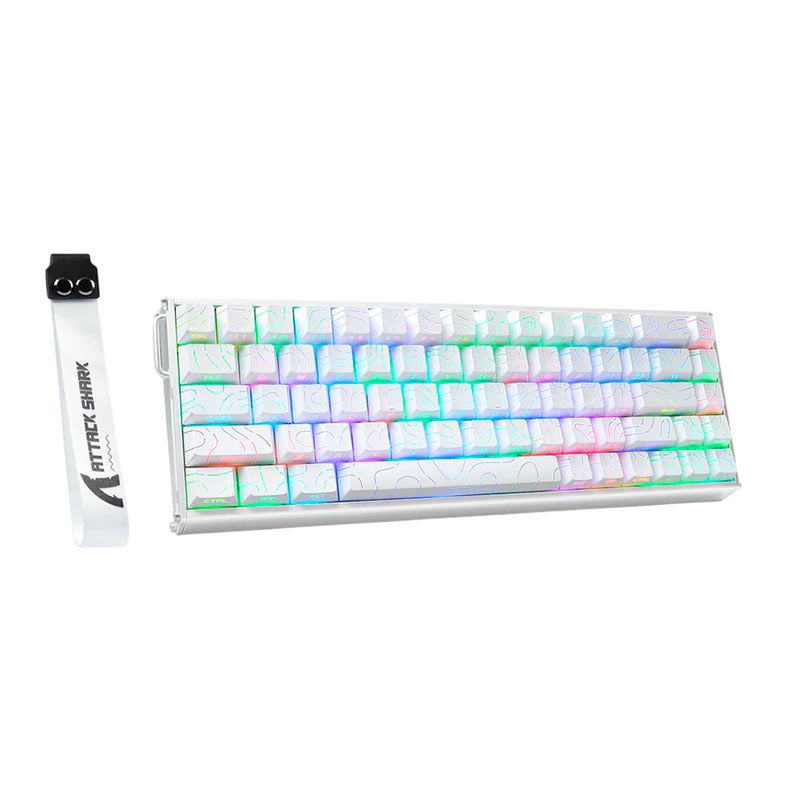 Teclado Magnetico Attack Shark X68MAX HE, RGB, Switch Magnetico Linear, White Contours, X68-MAX-WH-CONTOURS
