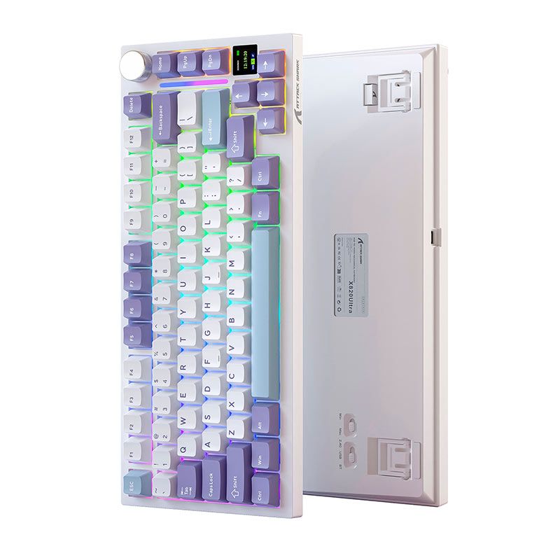 Teclado Mecanico Attack Shark X820 Ultra, RGB, Switch Flying Fish, Tri-Mode, Star White, X820-ULTRA-STAR-WHITE