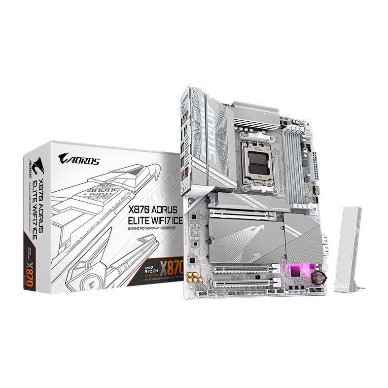 Placa Mae Gigabyte X870 Aorus Elite WiFi7 Ice, DDR5, Socket AMD AM5, ATX, Chipset AMD X870, X870-A-ELITE-WF7-ICE