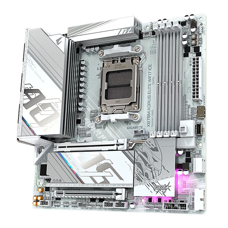 Placa Mae Gigabyte X870M Aorus Elite Wifi7 ICE, DDR5, Socket AMD AM5, M-ATX, Chipset AMD X870, X870M-A-ELITE-WF7-ICE