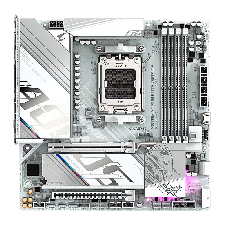 Placa Mae Gigabyte X870M Aorus Elite Wifi7 ICE, DDR5, Socket AMD AM5, M-ATX, Chipset AMD X870, X870M-A-ELITE-WF7-ICE