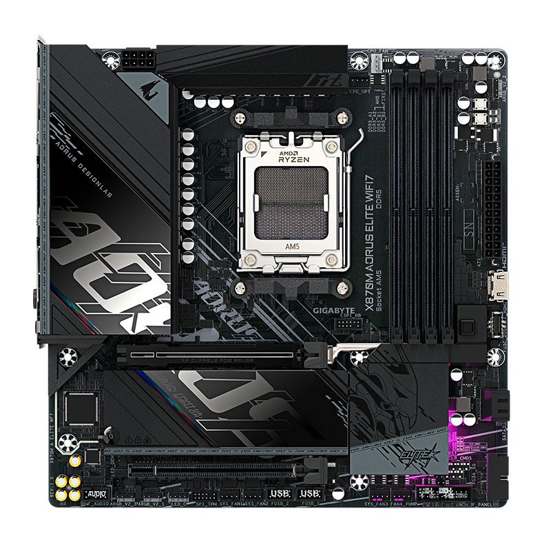 Placa Mae Gigabyte X870M Aorus Elite Wifi7, DDR5, Socket AMD AM5, M-ATX, Chipset AMD X870, X870M-A-ELITE-WF7