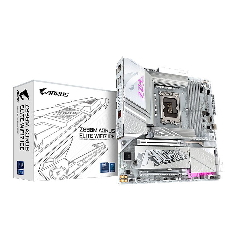 Placa Mae Gigabyte Z890M Aorus Elite WIFI7 ICE, DDR5, LGA 1851, M-ATX, Chipset Intel Z890, Z890M-AORUS-ELITE-WIFI7-ICE