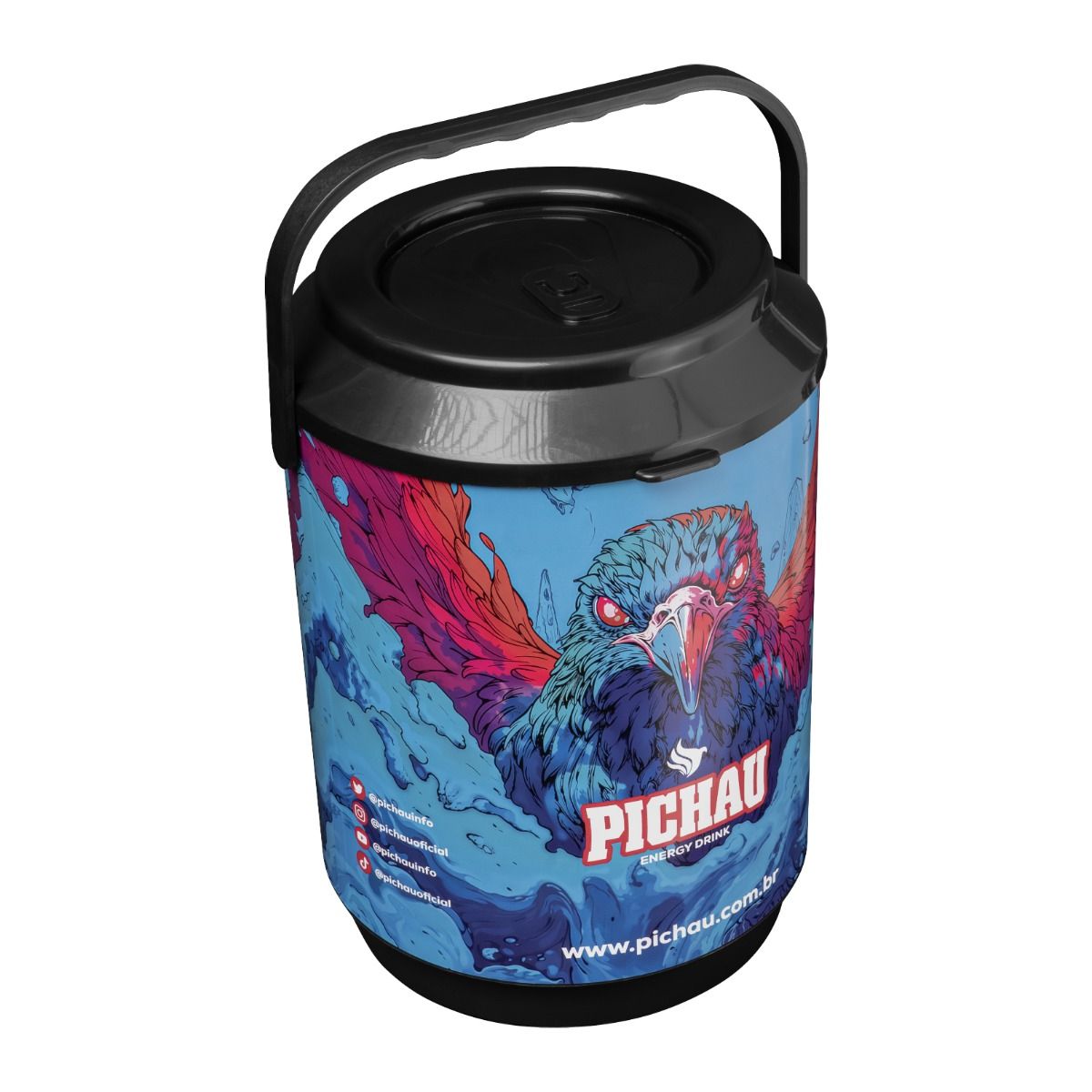 Kit Caixa Termica Pichau + Energético Pichau Zero, Lata 350Ml, Zero Açúcar, com 9 Unidades