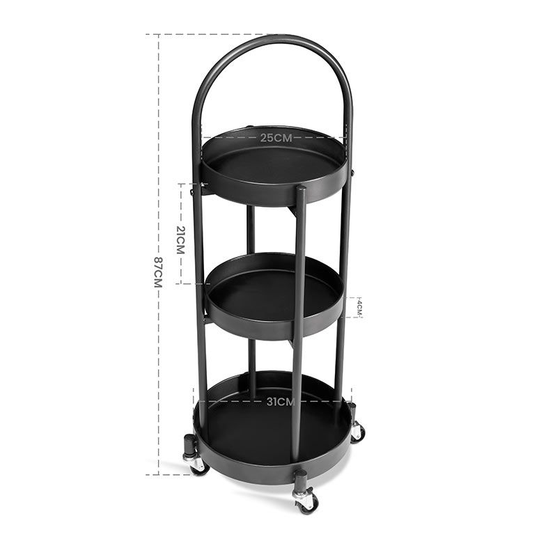 Carrinho Organizador Multiuso Zinnia Allure Curve ZO4, Preto, ZNC-ALLC-BL01