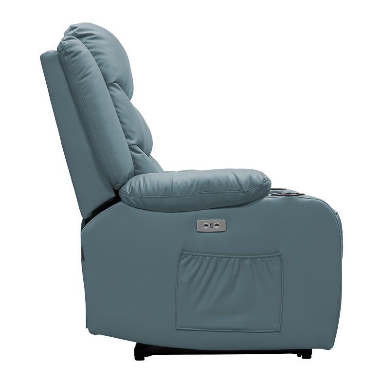 Poltrona Eletrica Reclinavel Zinnia Francis, Corino Anti-Arranhao, Azul, ZNC-FRNC-AZ01