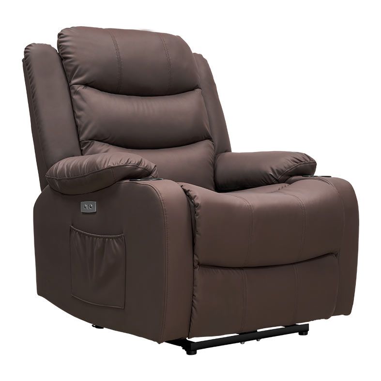 Poltrona Eletrica Reclinavel Zinnia Francis, Corino Anti-Arranhao, Marrom, ZNC-FRNC-MR01