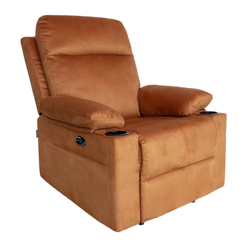 Poltrona Eletrica Reclinavel Zinnia Istanbul, Tecido Suede Chamois, Caramelo, ZNC-ITSB-CA01