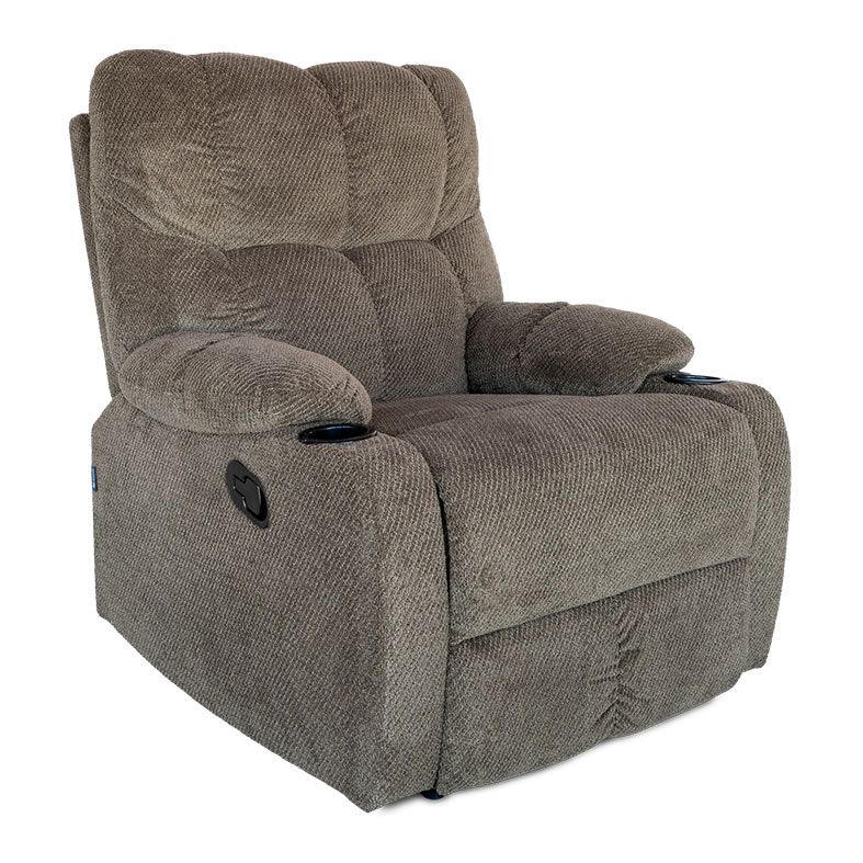 Poltrona Manual Reclinavel Zinnia Suri, Tecido Veludo Jacquard, Bege Escuro, ZNC-SRI-BG02
