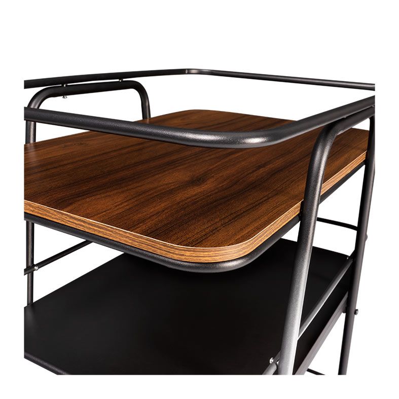 Carrinho Organizador Multiuso Zinnia Zenith ZO5, Preto e Madeira, ZNC-ZNTH-BL01