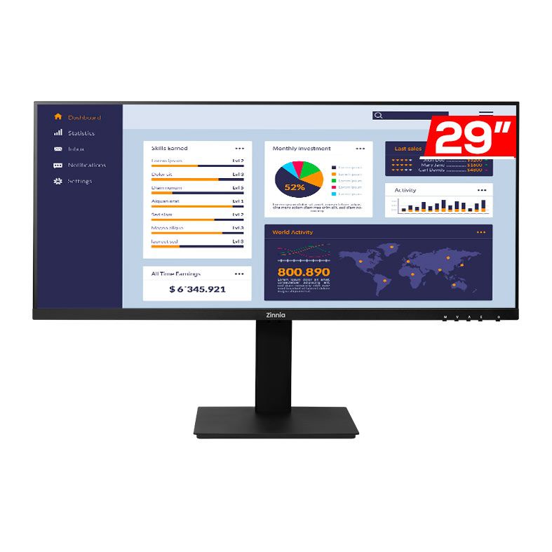 Monitor Zinnia Pegasi Pro UW29, 29 Pol, IPS, Ultrawide, WFHD, sRGB 100, 100Hz, FreeSync, HDMI/DP, ZNO-PGSIPRO-BL01