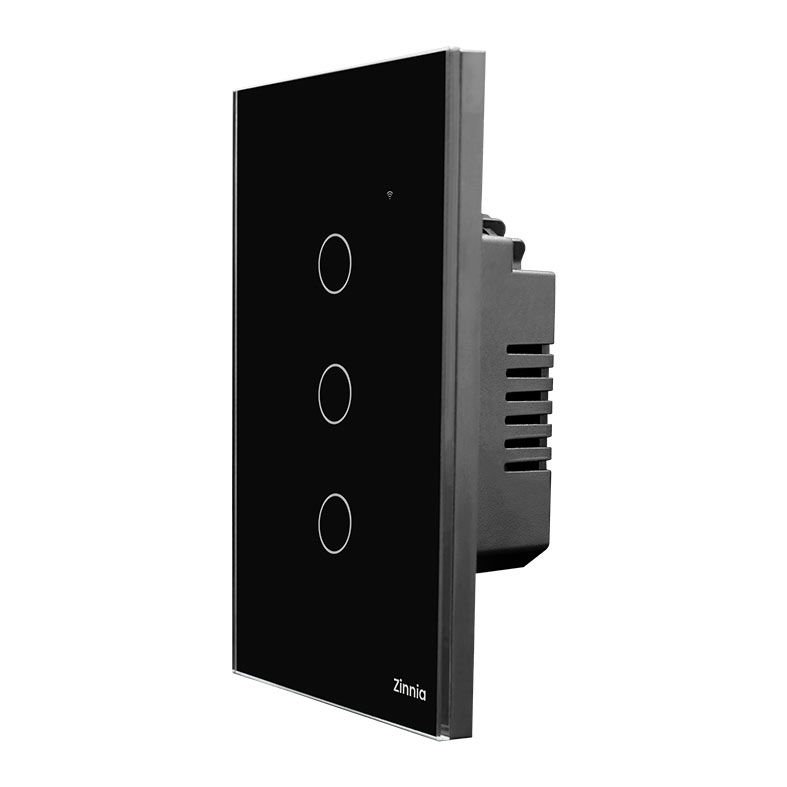 Interruptor Smart Zinnia, 3 Botoes, 10A, 50/60Hz, Preto, ZNS-I3B-BK01