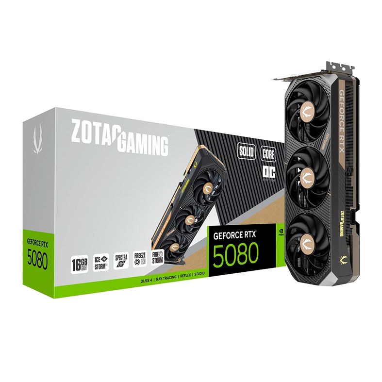 Placa de VIdeo Zotac Gaming GeForce RTX 5080 Solid Core OC, 16GB, GDDR7, 256-Bit, ZT-B50800J2-10A-NAC