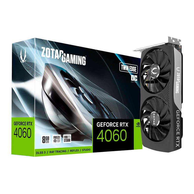 Placa de Video Zotac GeForce RTX 4060 Twin Edge OC, 8GB, GDDR6, 128-bit, ZT-D40600H-10M-NAC