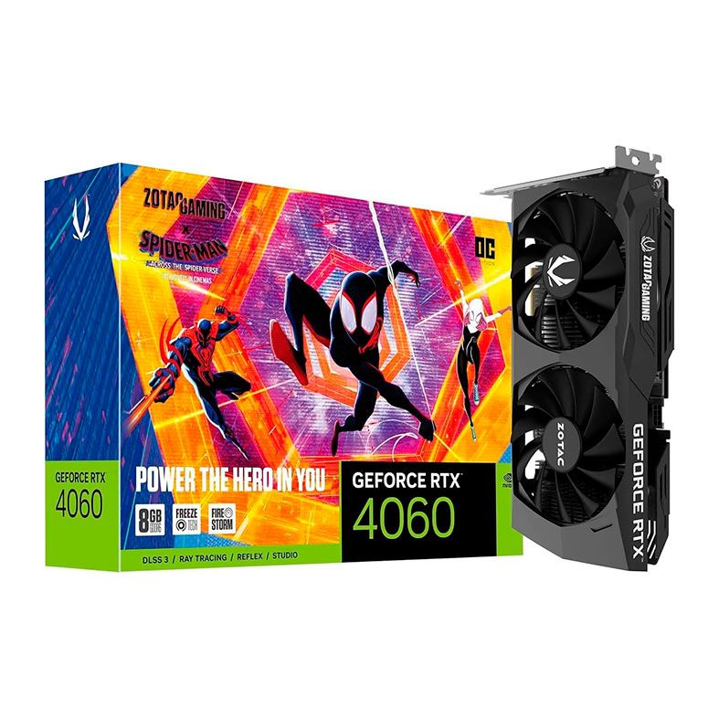 Placa de Video Zotac GeForce RTX 4060 Twin Edge Oc Spider Man, 8GB, GDDR6, 128-bit, ZT-D40600P-10SMP-NAC
