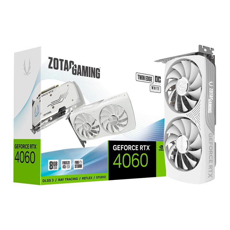 Placa de Video Zotac GeForce RTX 4060 Twin Edge OC White Edition, 8GB, GDDR6, 128-bit, ZT-D40600Q-10M