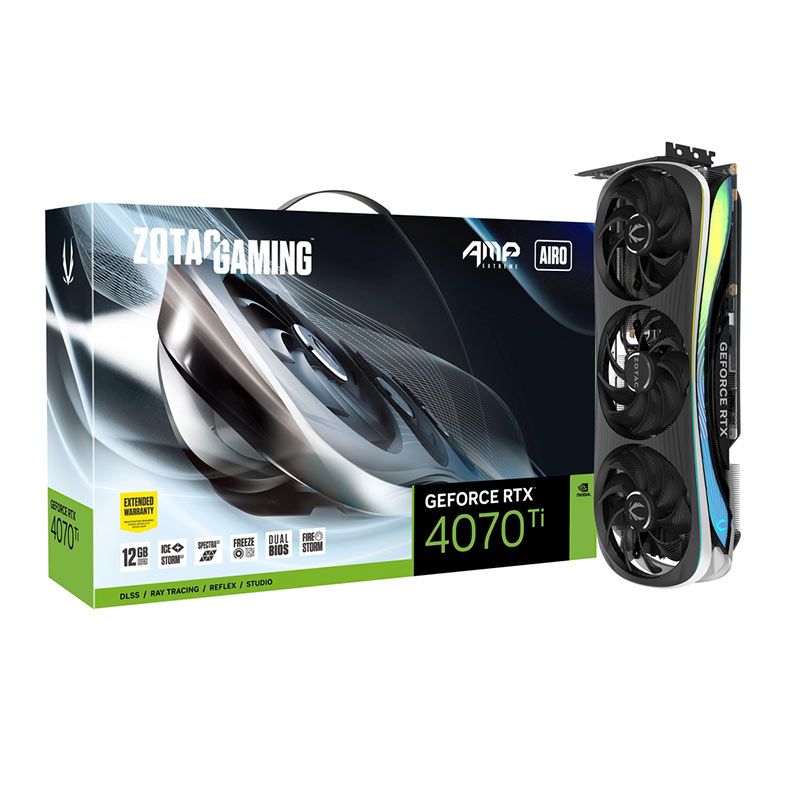 Placa de Video Zotac GeForce RTX 4070 Ti AMP Extreme AIRO, 12GB, GDDR6X, 192-bit, ZT-D40710B-10P