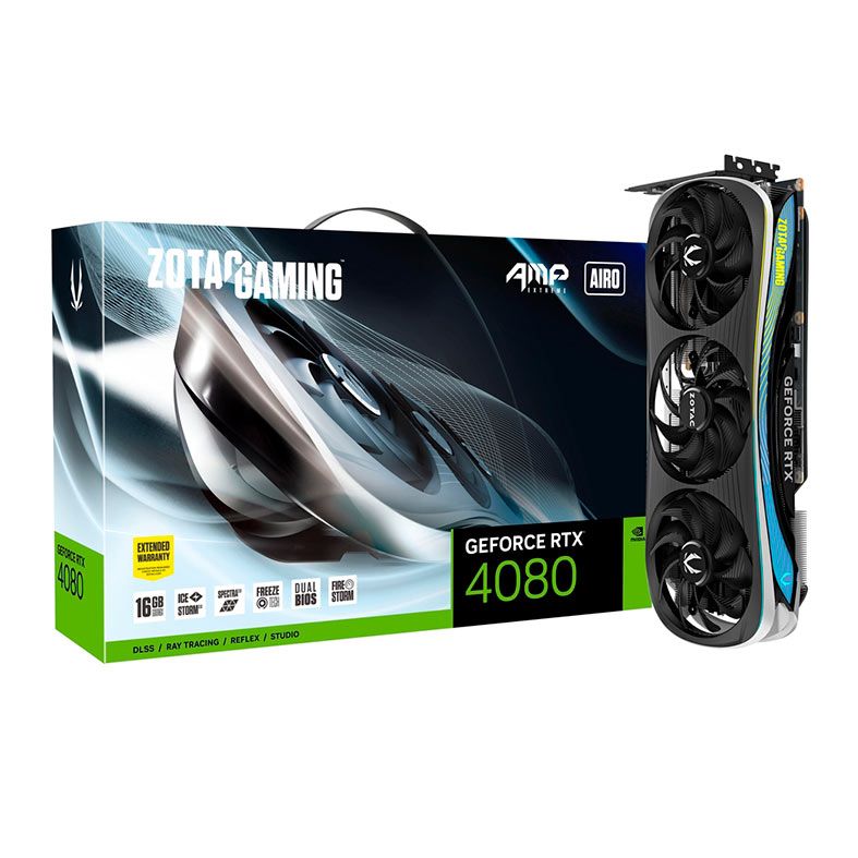 Placa de Video Zotac GeForce RTX 4080 Gaming AMP Extreme AIRO, 16GB, GDDR6X, 256-bits, ZT-D40810B-10P