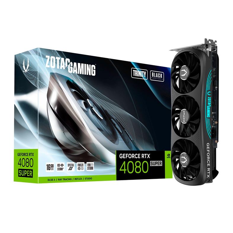 Placa de Video Zotac GeForce RTX 4080 Super Trinity Black Edition, 16GB, GDDR6X, 256-bit, ZT-D40820D-10P-NAC