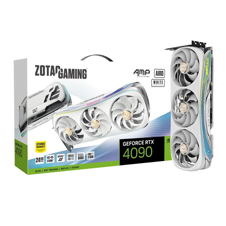 Placa de Video Zotac GeForce RTX 4090 AMP Extreme AIRO White Edition, 24GB, GDDR6X, 384-bit, ZT-D40900K-10P
