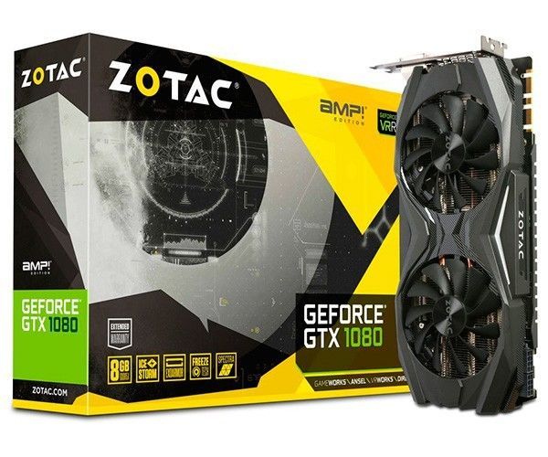 グラフィックボード・グラボ・ビデオカード ZOTAC Geforce GTX1080 GDDR5X 8GB Placa de Vídeo Zotac GeForce GTX 1080 AMP Edition 8GB GDDR5X 256