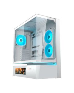 Gabinete Gamer Cougar CFV235 Vision, RGB, Mid Tower, Lateral de Vidro, Com 2 Fans, Branco, 382DA40.0004