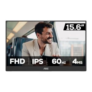 Monitor Portatil Profissional AOC 16T20E2, 15.6 Pol, IPS, FHD, 4ms, 60Hz, Mini HDMI/USB-C, 16T20E2