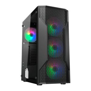 Gabinete Gamer Cougar MX110, RGB, Mid Tower, Lateral de Vidro, Com 4 Fans, Preto, 382BD20.0001 Gabinete Gamer Cougar MX110, RGB, Mid Tower, Lateral de Vidro, Com 4 Fans, Preto, 382BD20.0001