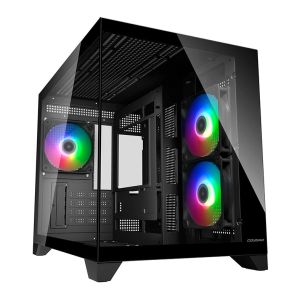 Gabinete Gamer Cougar FV150 Mini, RGB, Mini-Tower, Lateral de Vidro, Com 3 Fans, Preto, 382QA60.0001 Gabinete Gamer Cougar FV150 Mini, RGB, Mini-Tower, Lateral de Vidro, Com 3 Fans, Preto, 382QA60.0001