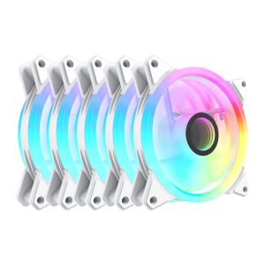 Kit Ventoinha Aigo AF12 5in1, ARGB, 5x120mm, Branco, AF125IN1-WH