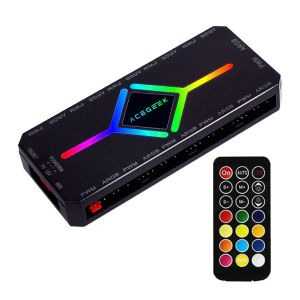 Controladora Acegeek Hub10, 10 Portas ARGB, 10 Portas PWM, Preto, AG-HUB10-BK Controladora Acegeek Hub10, 10 Portas ARGB, 10 Portas PWM, Preto, AG-HUB10-BK