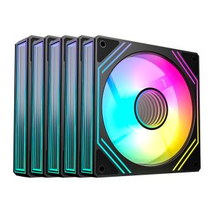 Kit Ventoinhas Acegeek Neon, ARGB, 5x120mm, Preto, AG-NEON5X1-BK