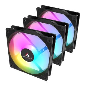 OPENBOX Kit Ventoinhas Acegeek RW12 3x1, Rainbow, 3x120mm, Preto