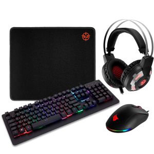 Kit teclado, mouse, Headset e Mousepad, Teclado Gamer TGT AK-47 Rainbow + Mouse Gamer Pichau P702 RGB + Headset Gamer TGT Supernova RGB + Mousepad TGT Killer Slide